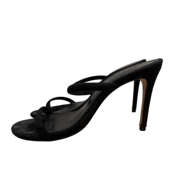 Schutz Black Taliah Slip On Double Strap Velvet Leather Heels 8 - Picture 3 of 7